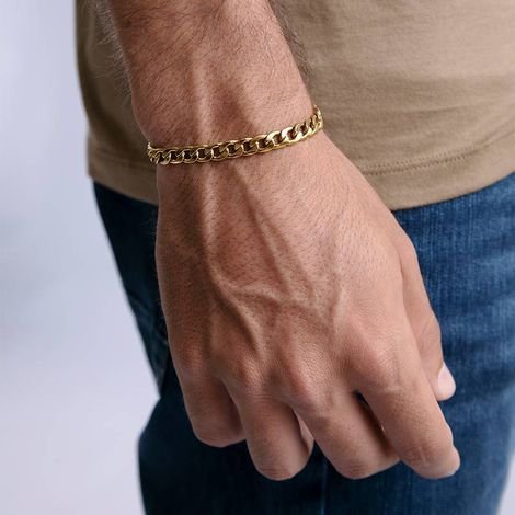 Pulseira Elo Cuban Aço Inox Key Design Bruce 10mm Dourado 3