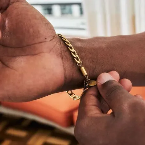 Pulseira Elo Cuban Aço Inox Key Design Bruce 10mm Dourado 5