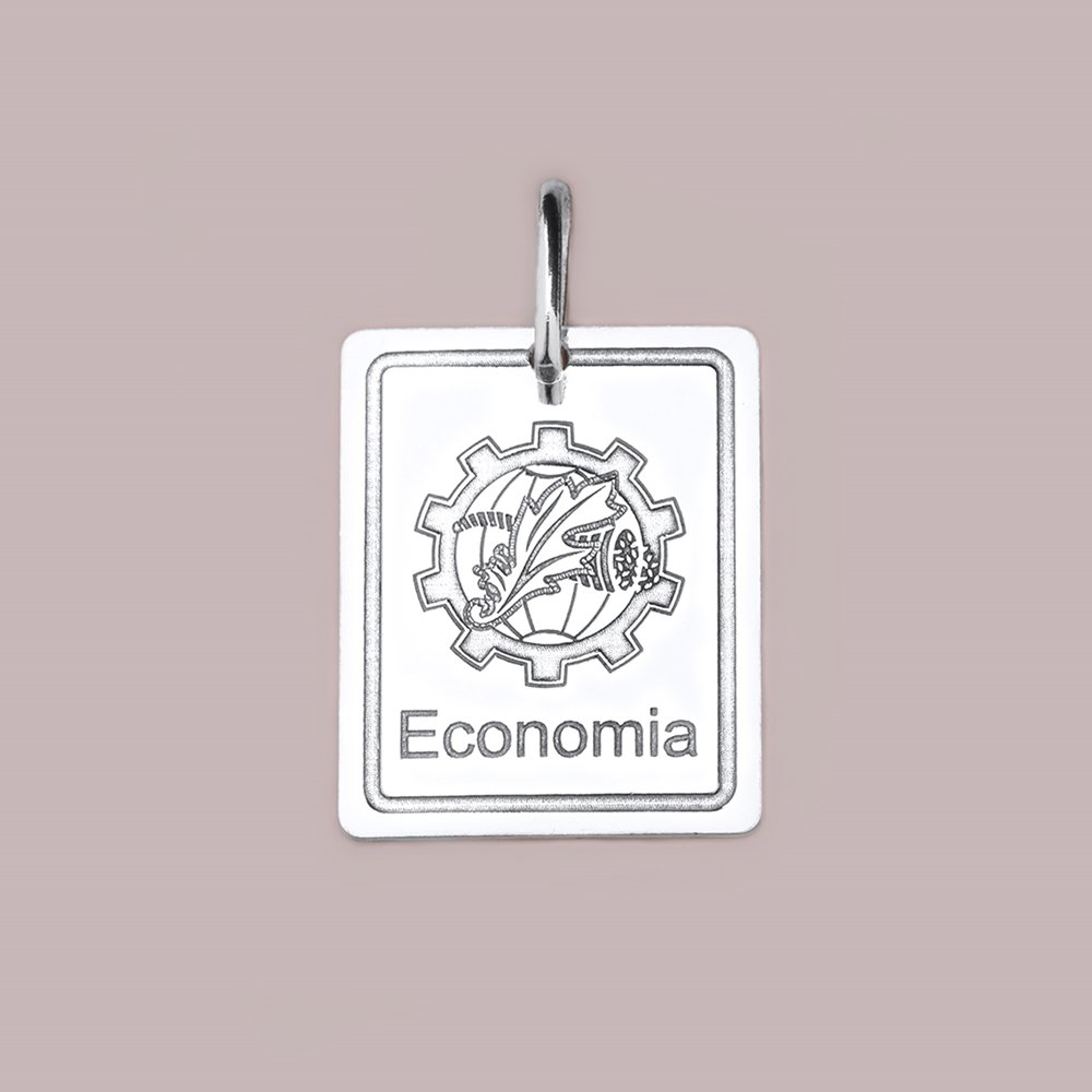 PINGENTE PRATA PLACA PROFISSÃO ECONOMIA Prata 1