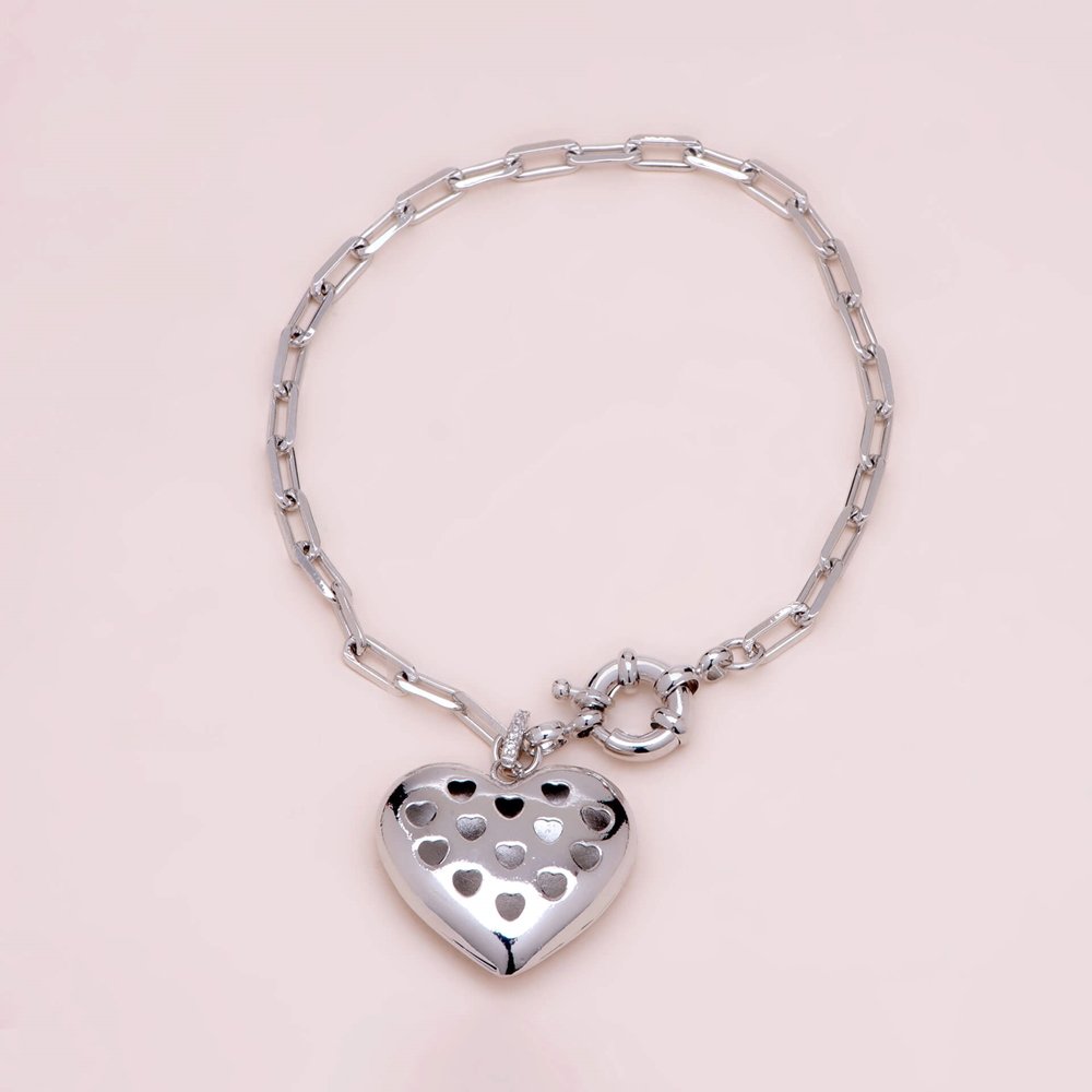 PULSEIRA BANHO DE RÓDIO CORAÇÃO VAZADO