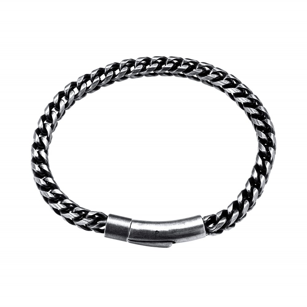 PULSEIRA AÇO MASCULINA GROSSA TRANÇADA Prata 1