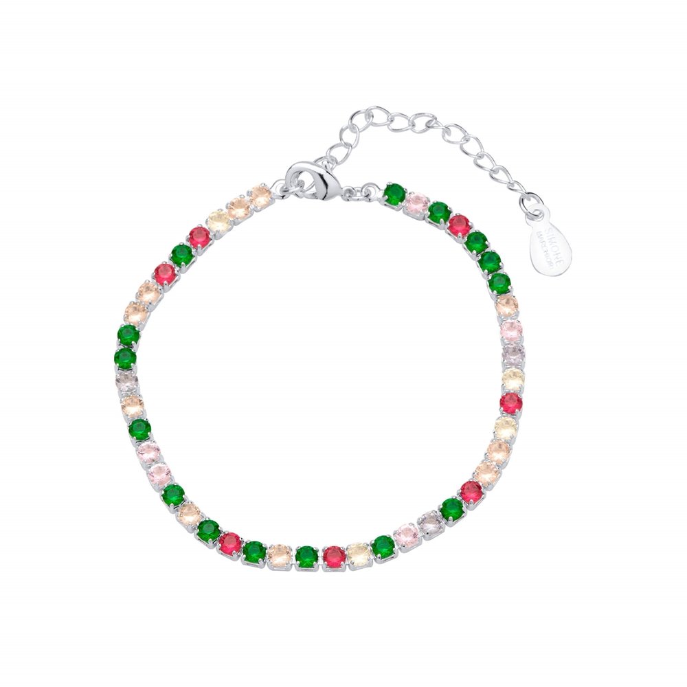PULSEIRA PRATA LEVE RIVIEIRA ZIRCONIA COLORIDA M Prata 1