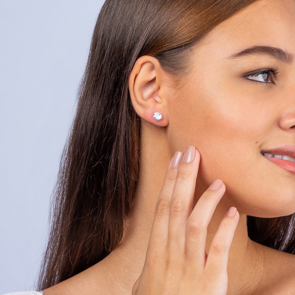 BRINCO PRATA TOP ZIRCÔNIA REDONDO 7MM Prata 2