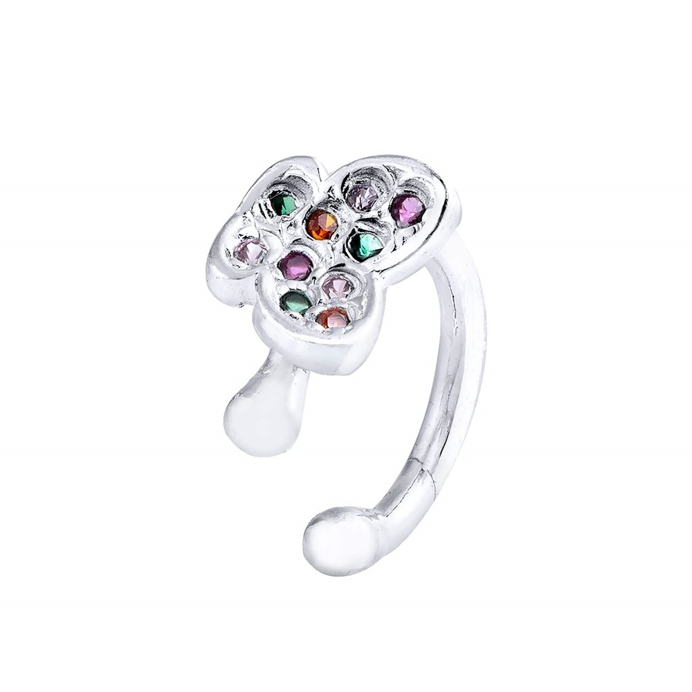 PIERCING FAKE PRATA LEVE BORBOLETA COLORIDO Prata 1