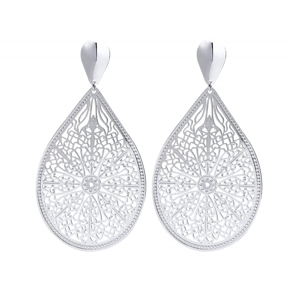 BRINCO PRATA LEVE GOTA ARABESCO Prata 1