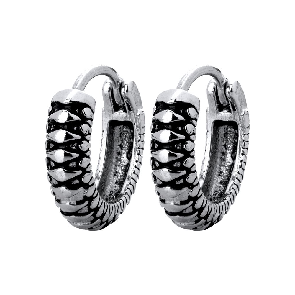 BRINCO AÇO ARGOLA CLICK ENVELHECIDA Prata 1