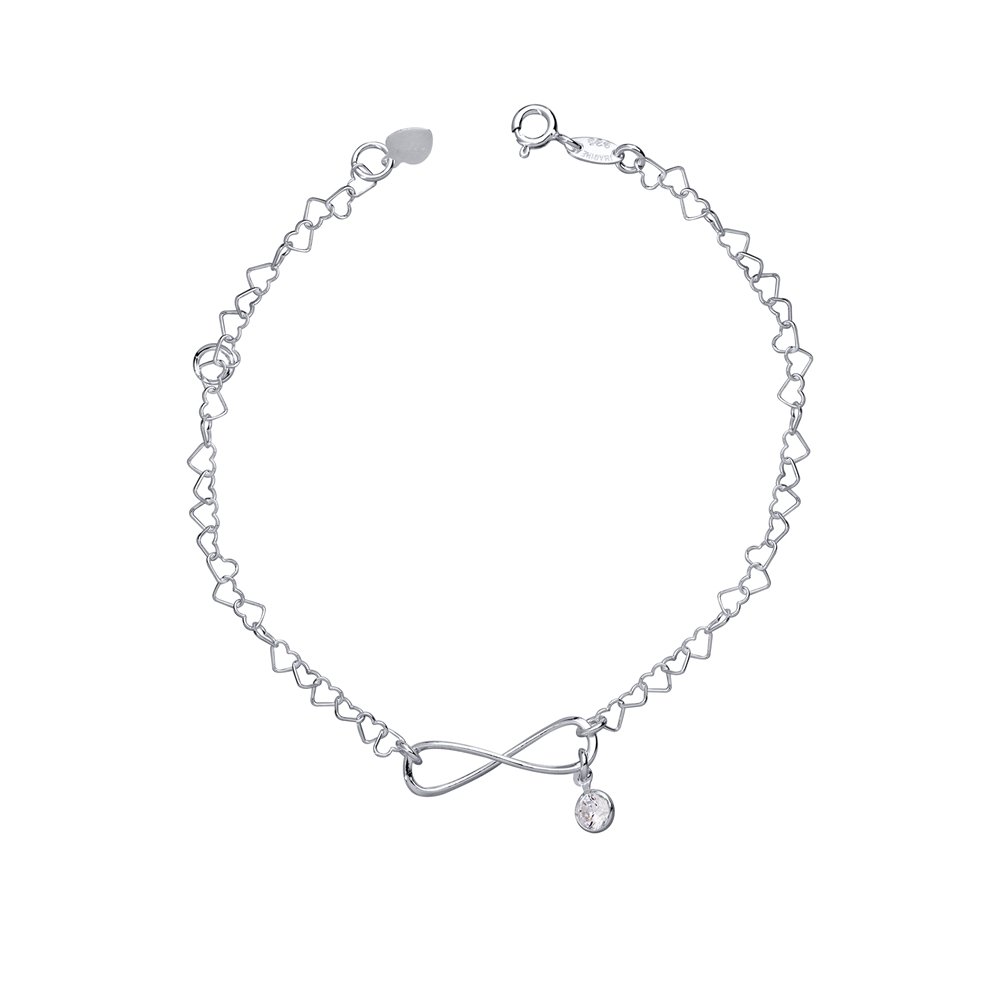PULSEIRA PRATA MALHA CORAÇÃO COM INFINITO COM ZIRCÔNIA Prata 1