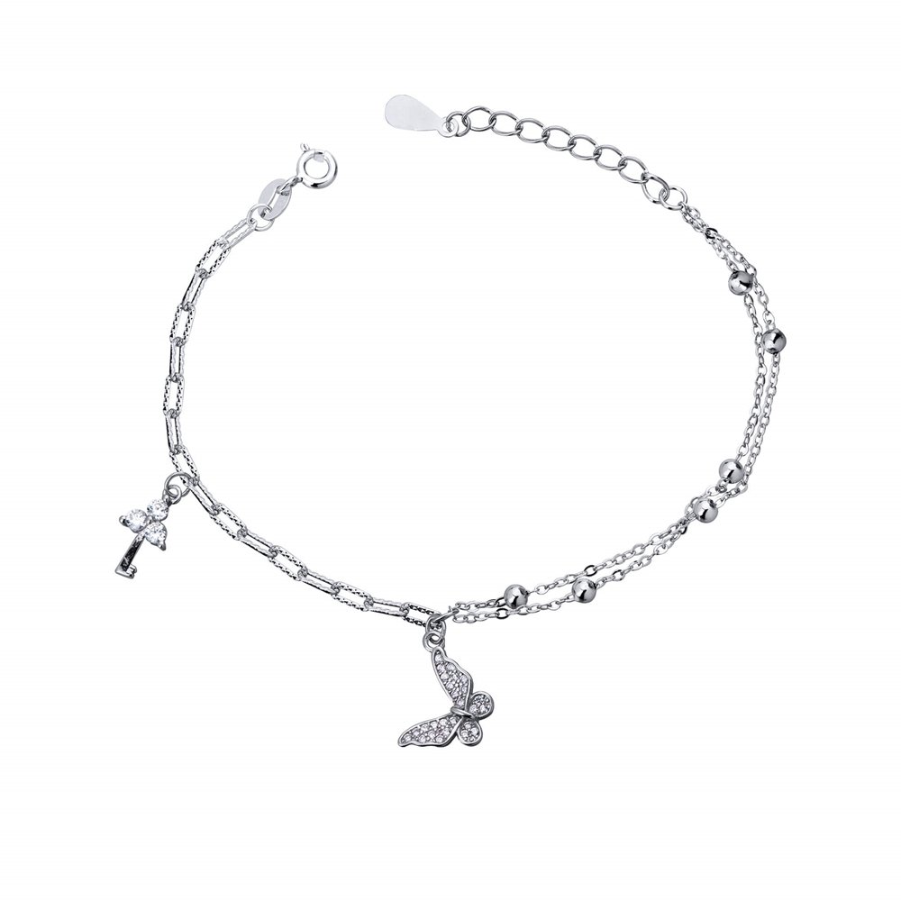 PULSEIRA PRATA RODINADA BORBOLETAS