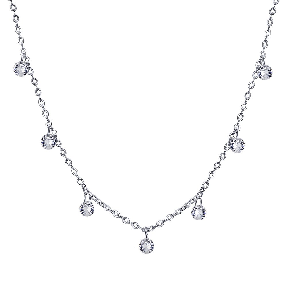 CHOKER PRATA LEVE COM ZIRCÔNIAS BRANCAS PENDURADAS Prata 1