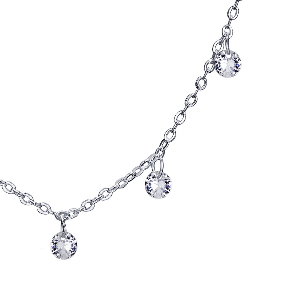 CHOKER PRATA LEVE COM ZIRCÔNIAS BRANCAS PENDURADAS Prata 2