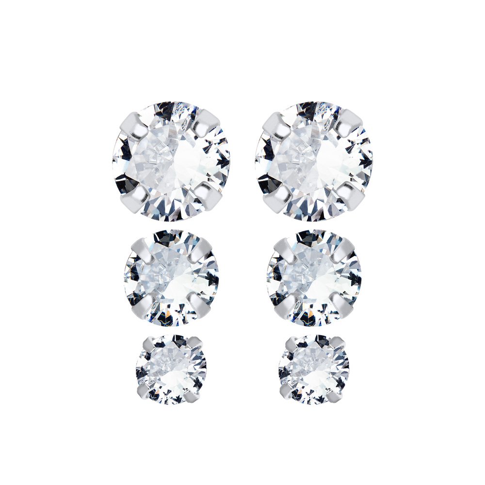 Brinco Prata Trio Zircônias Com Garras G