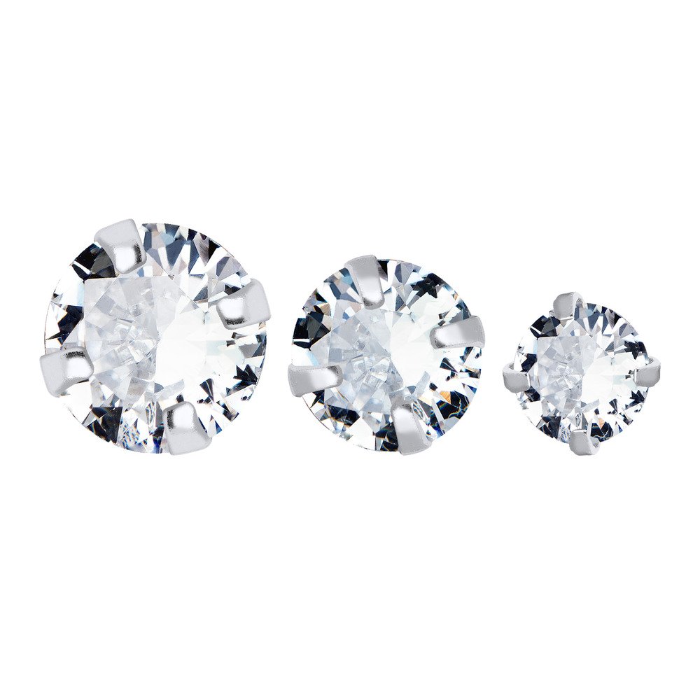 Brinco Prata Trio Zircônias Com Garras G Prata 2