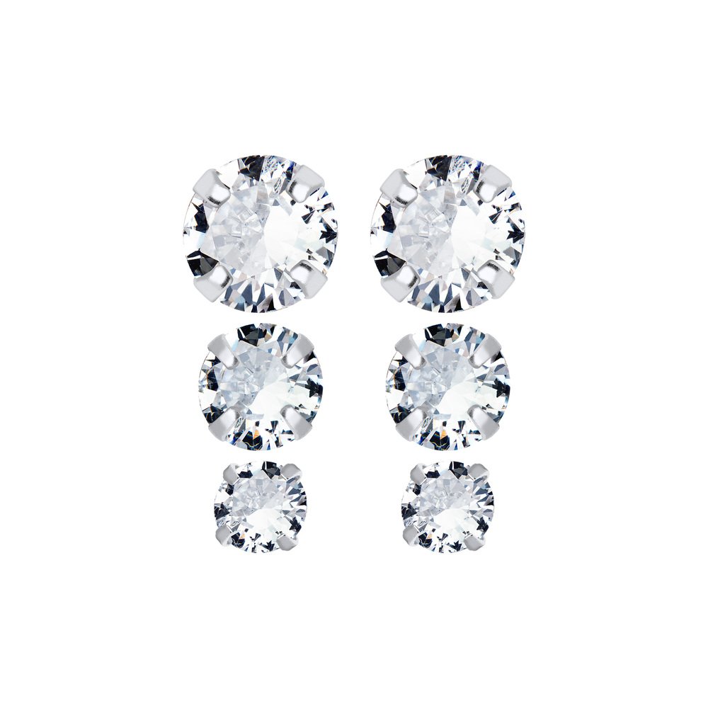 Brinco Prata Trio Zircônias Com Garras