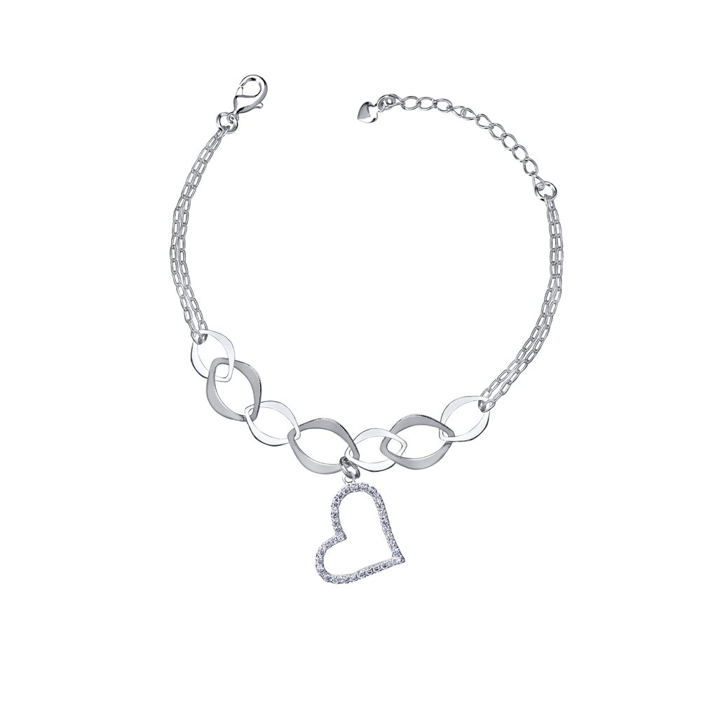 Pulseira Prata Leve Amour Coeur