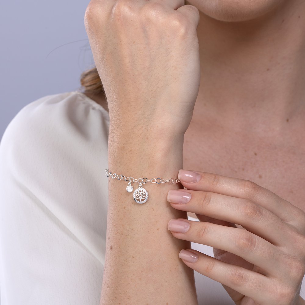 Pulseira Prata Leve Arvore Da Vida Prata 2