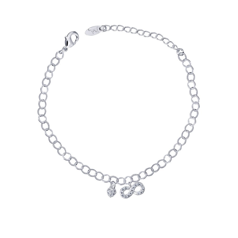 Pulseira Prata Leve Infinito Coração