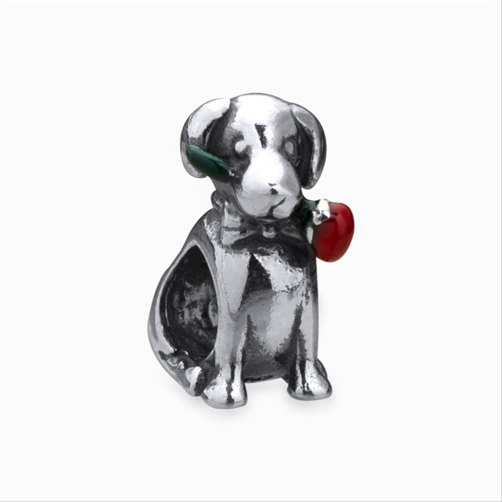 BERLOQUE PRATA ART COLLECTION CACHORRO ROSA VERMELHA ESMALTADO Prata 1