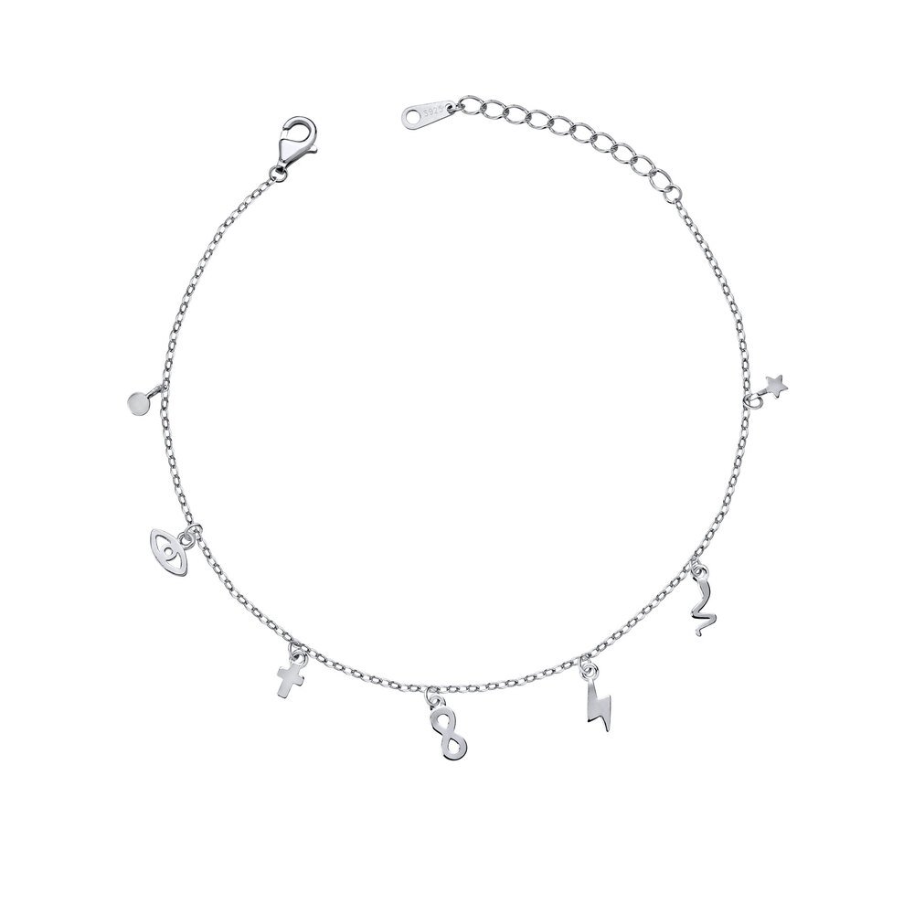 Pulseira Prata Rodinada Pingentes Variados