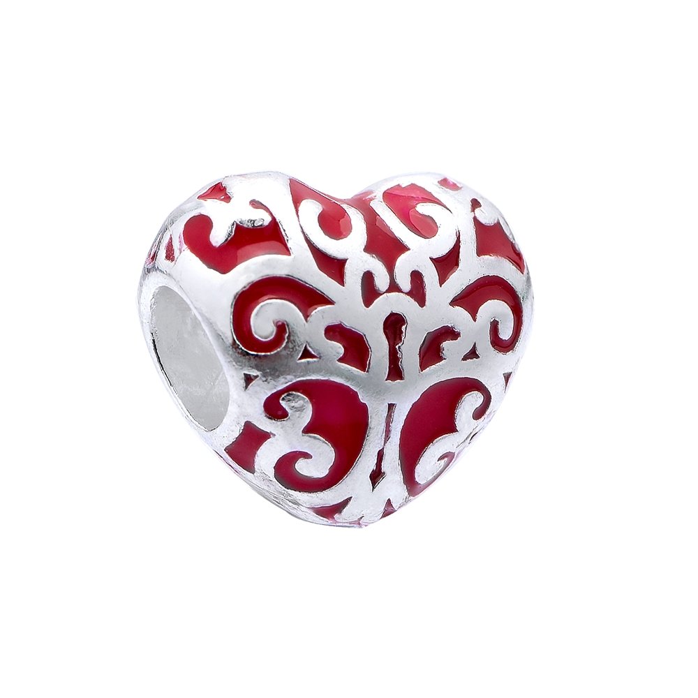Berloque Prata Art Collection Coração Vermelho Prata 1