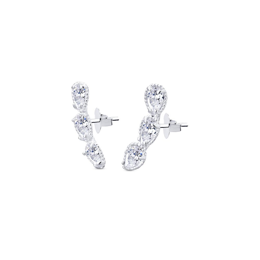 Brinco Prata Ear Cuff com Zircônia Prata 2