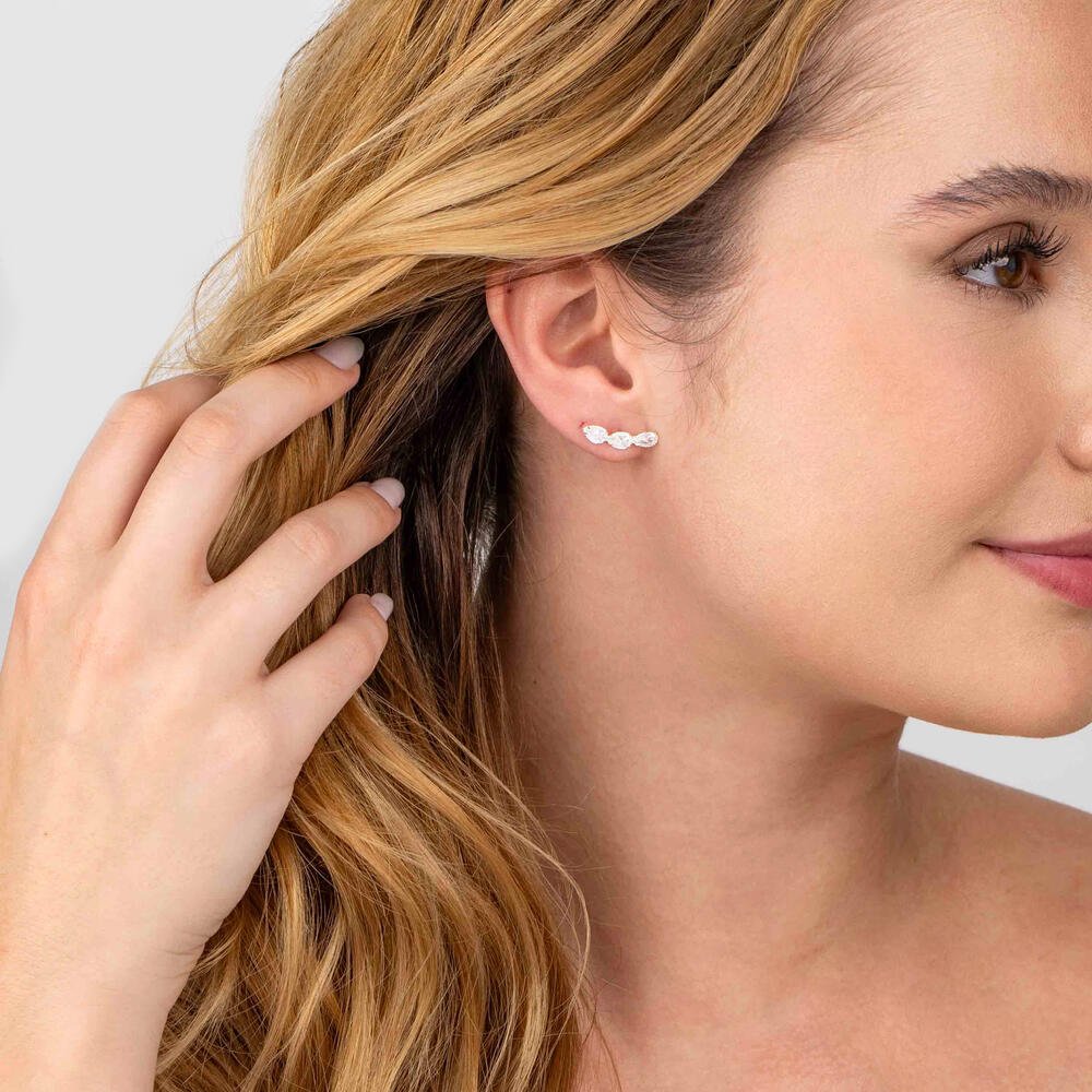 Brinco Prata Ear Cuff com Zircônia Prata 3