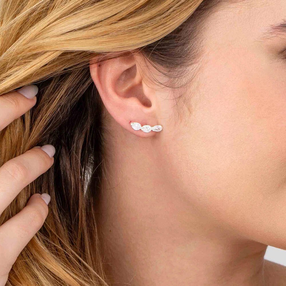 Brinco Prata Ear Cuff com Zircônia Prata 4