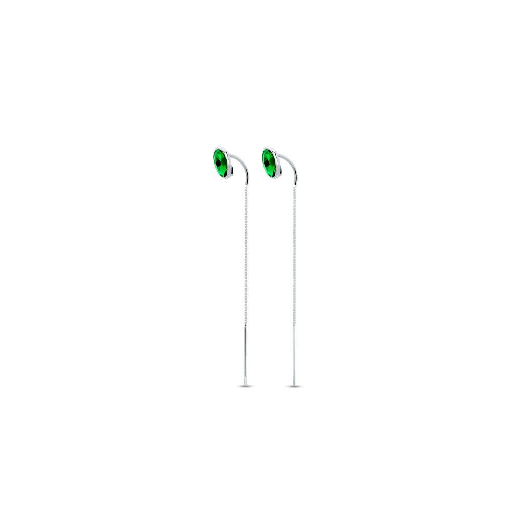 Brinco Prata Gancho Pedra Oval Prata 2