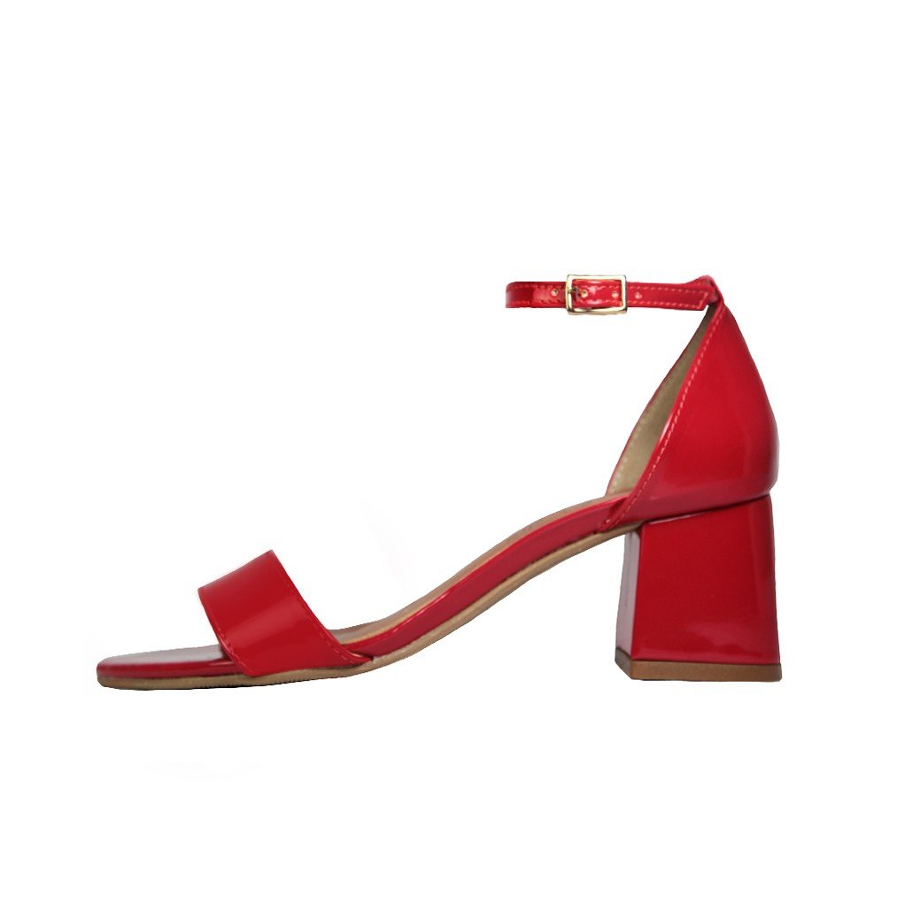 Sandália Salto Baixo Grosso Luiza Sobreira Verniz Vermelho Mod. 4075 Vermelho 2