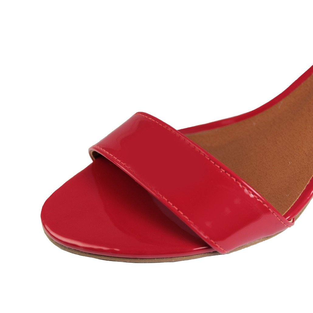 Sandália Salto Baixo Grosso Luiza Sobreira Verniz Vermelho Mod. 4075 Vermelho 4