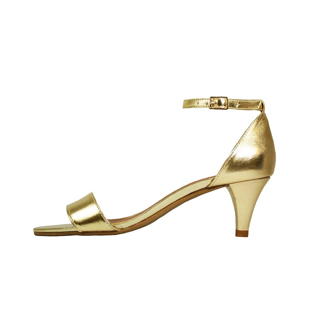 Sandália Salto Baixo Fino Luiza Sobreira Ouro Mod. 2020 Dourado 2