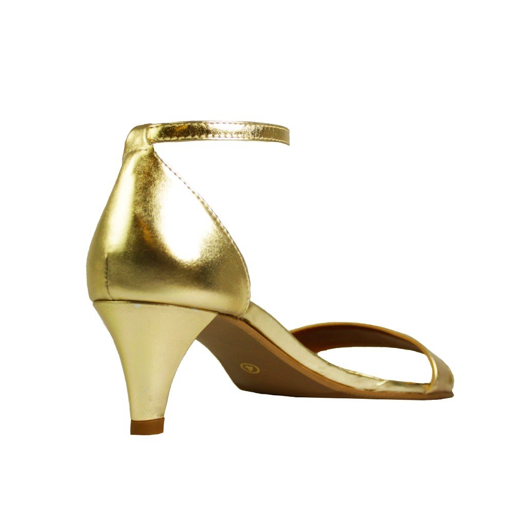 Sandália Salto Baixo Fino Luiza Sobreira Ouro Mod. 2020 Dourado 3