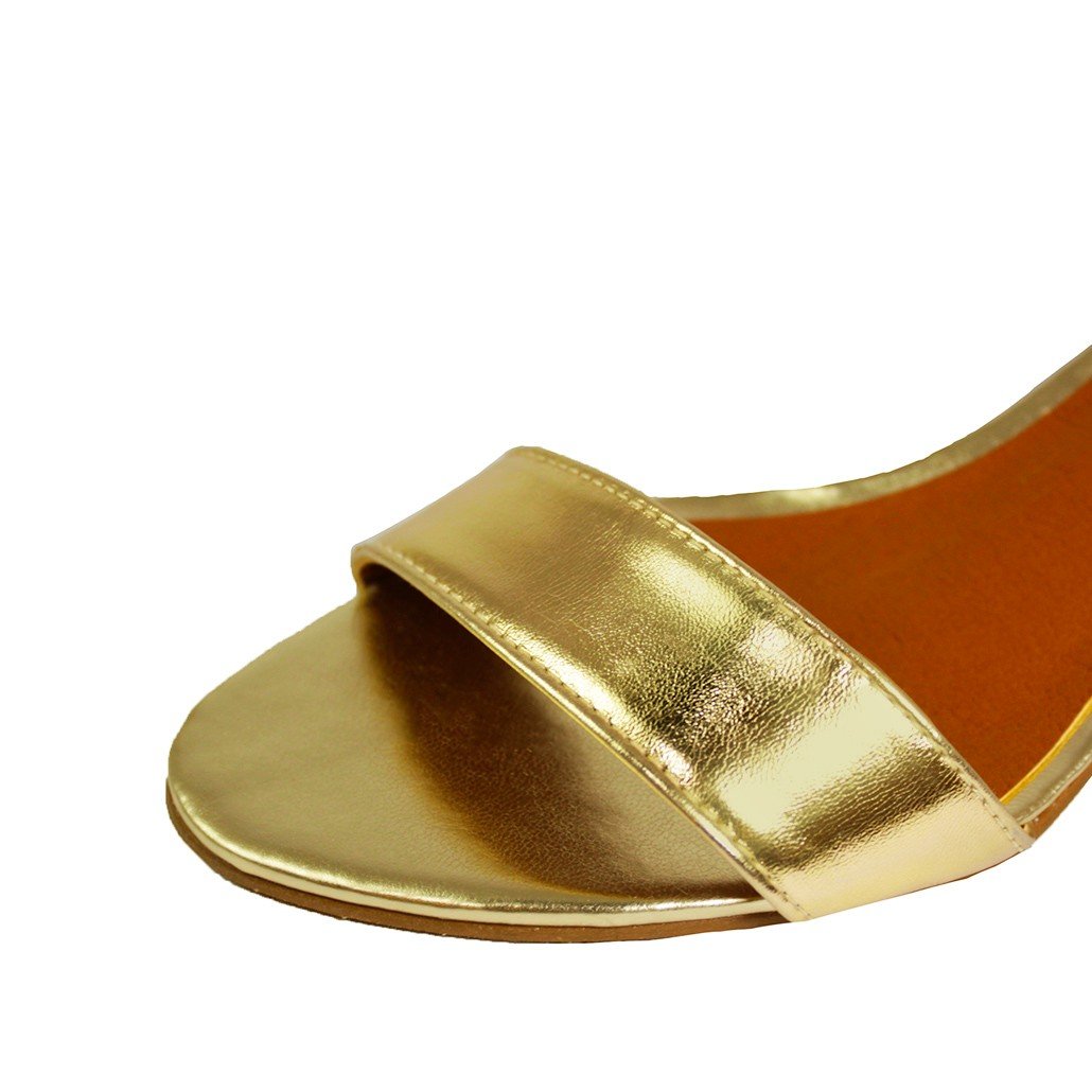 Sandália Salto Baixo Fino Luiza Sobreira Ouro Mod. 2020 Dourado 4