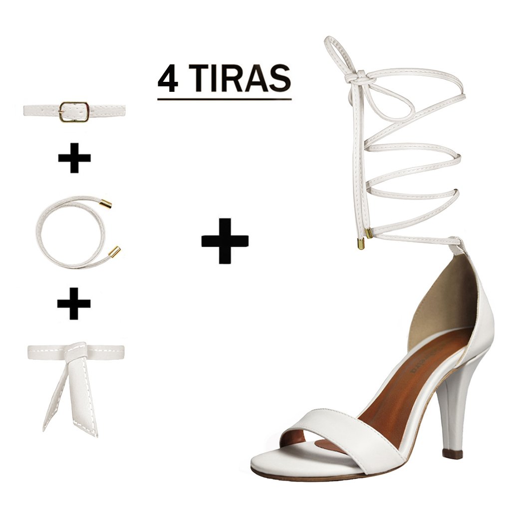 Sandália Troca Tira Salto Alto Fino Luiza Sobreira Off White Mod. 1053-2 Branco 1