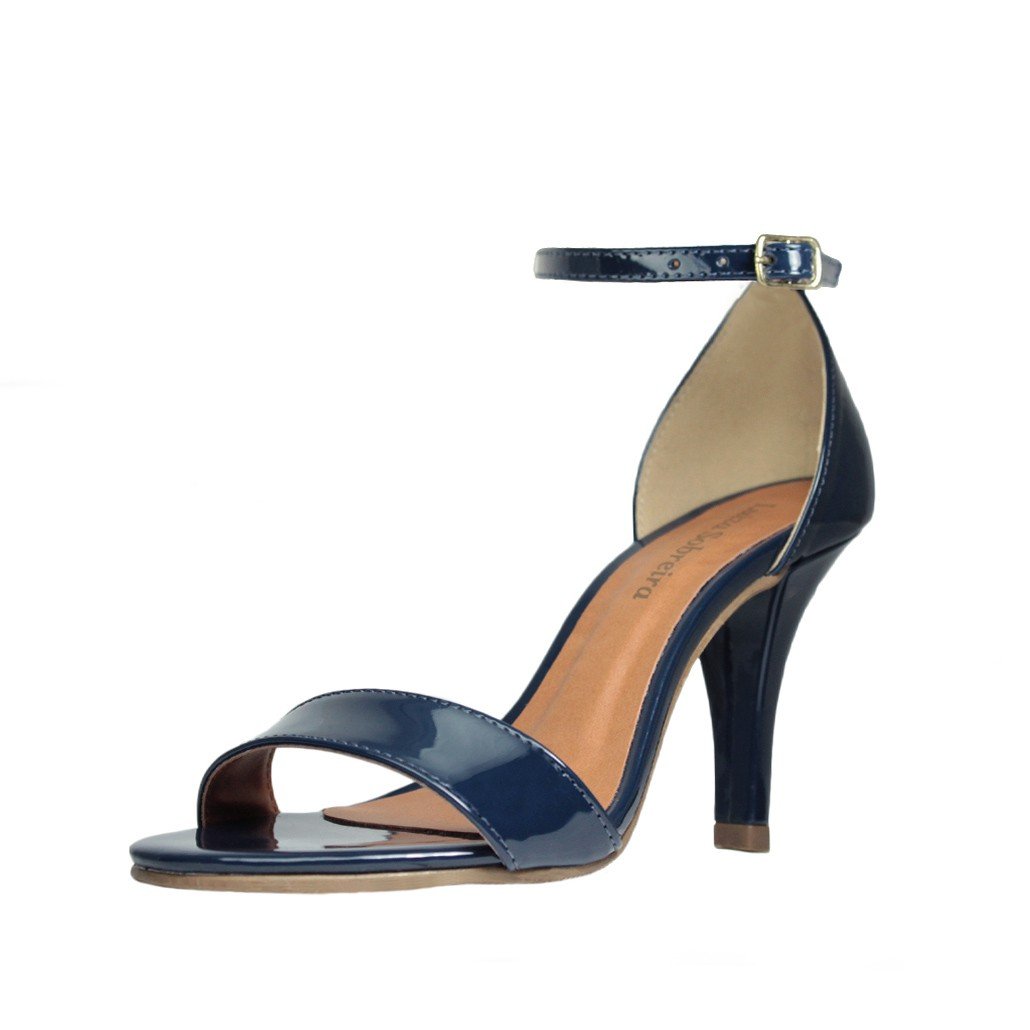 Sandália Azul Salto Alto Azul Escuro Sandália Salto Alto Fino Luiza  Sobreira Verniz Azul Marinho Mod, image size:1030x1030