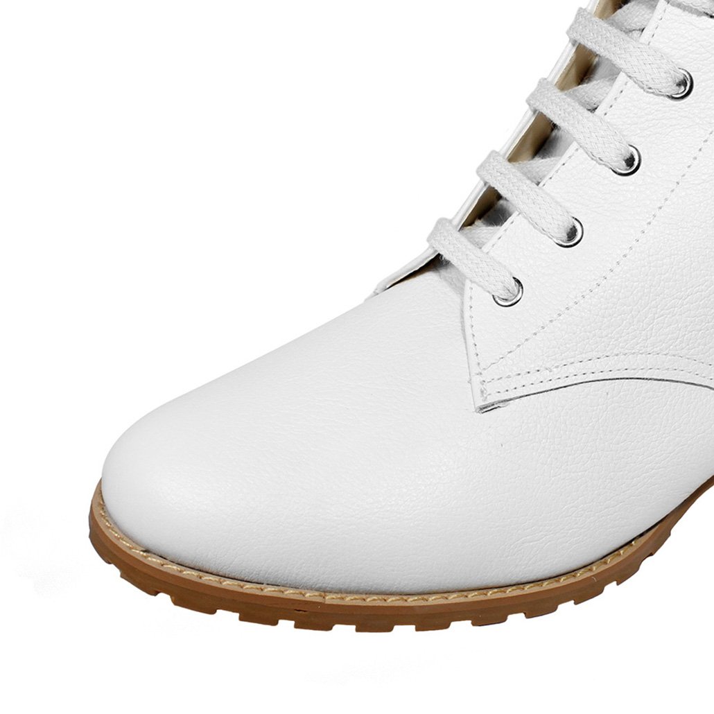Bota Coturno Couro Legítimo Salto Baixo Grosso 3cm Cano Curto Bico Redondo Luiza Sobreira Off White Mod. 2216 Branco 5