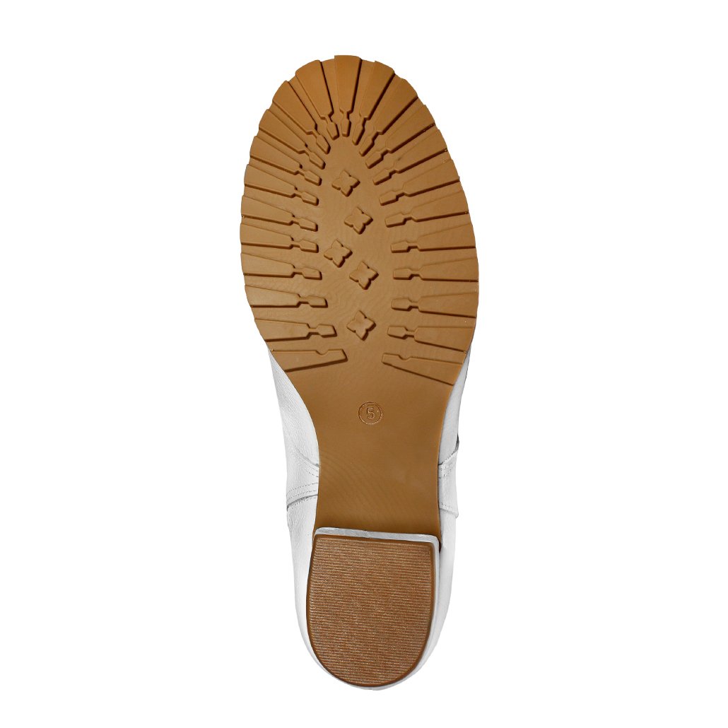 Bota Coturno Couro Legítimo Salto Baixo Grosso 3cm Cano Curto Bico Redondo Luiza Sobreira Off White Mod. 2216 Branco 6