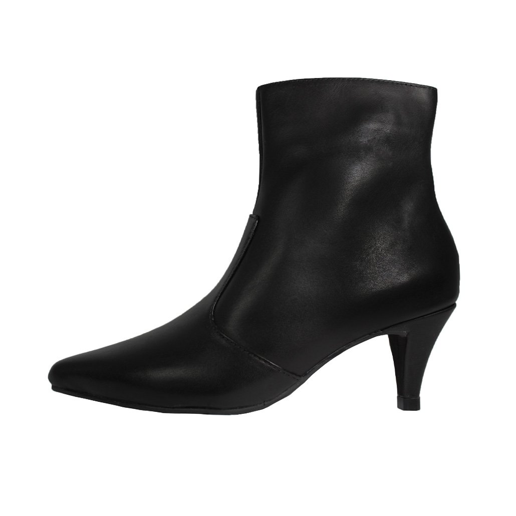 Bota Salto Baixo Fino Cano Curto Bico Fino Luiza Sobreira Preta Mod. 2075 Preto 2