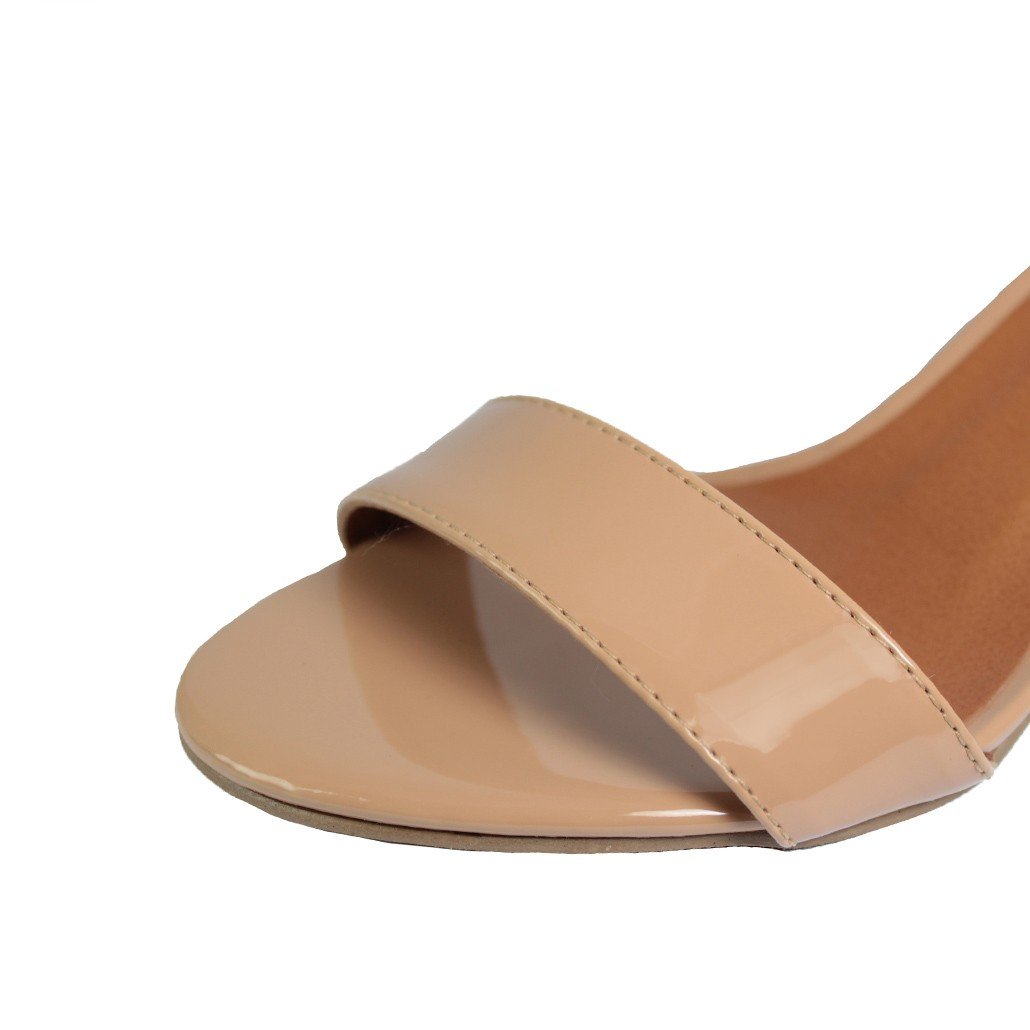 Sandália Salto Baixo Fino Luiza Sobreira Verniz Nude Mod. 4068 Bege 4