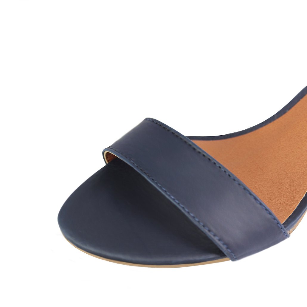 Sandália Salto Baixo Fino Luiza Sobreira Azul Marinho Mod. 2018 Azul 4