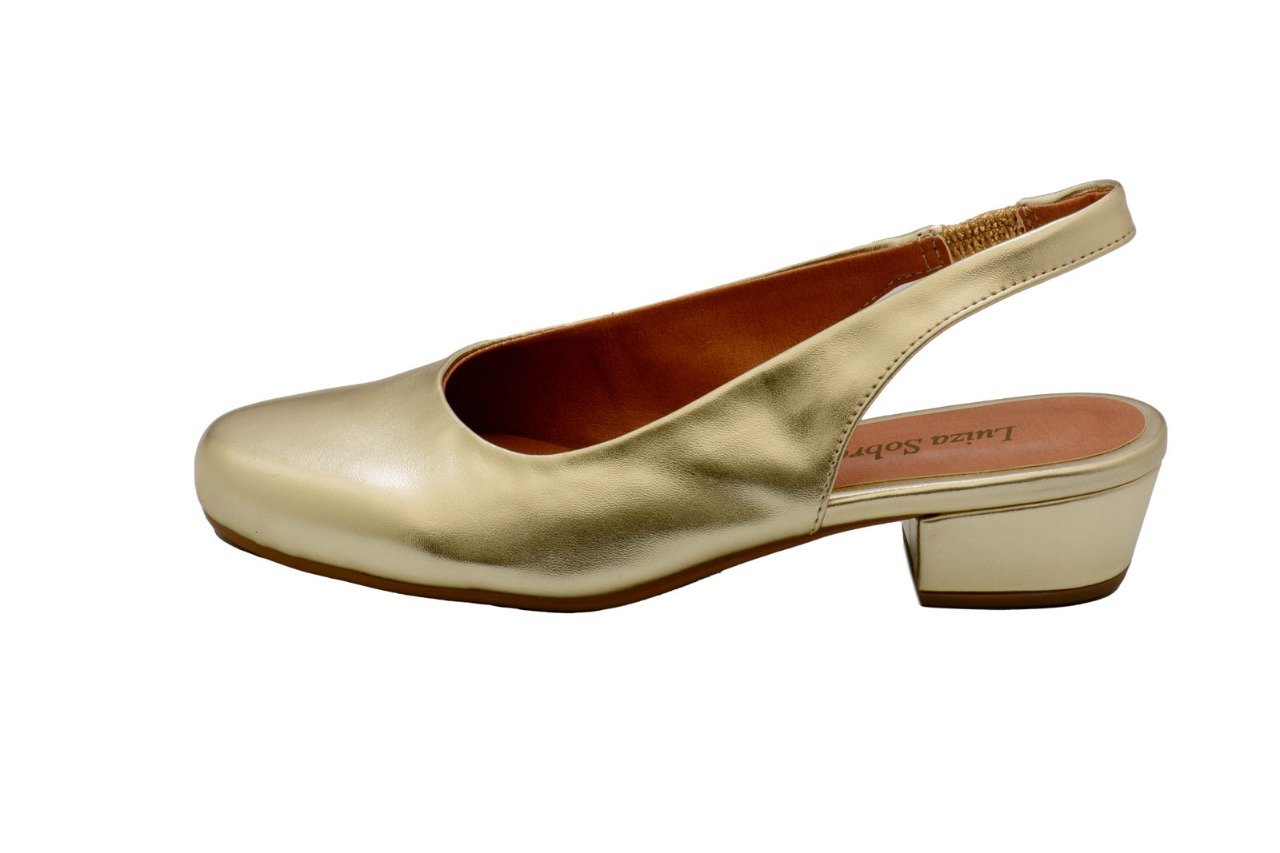Sandália Salto Baixo Grosso 3cm Luiza Sobreira Dourada Mod. 2150 Dourado 3