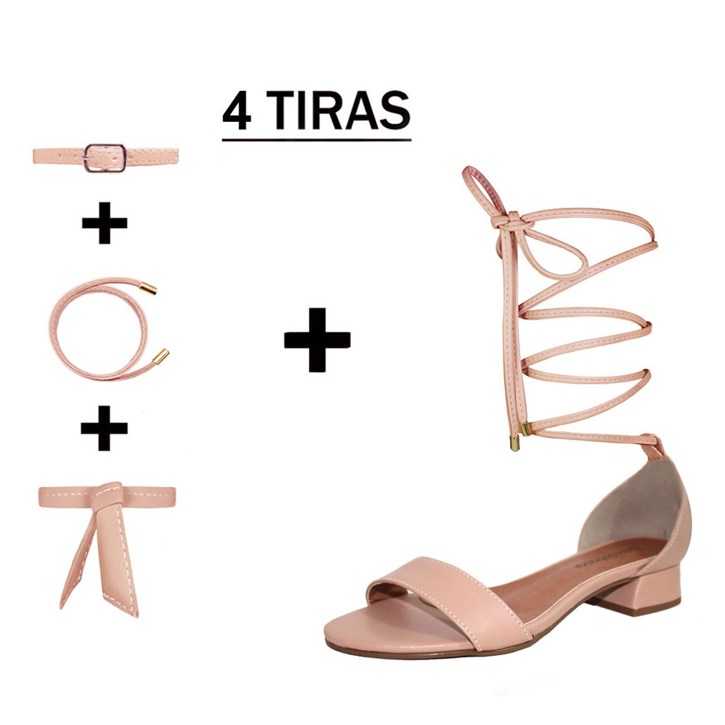 Sandália Troca Tira Salto Baixo Grosso 3cm Luiza Sobreira Nude Mod. 2140-2 Bege 2