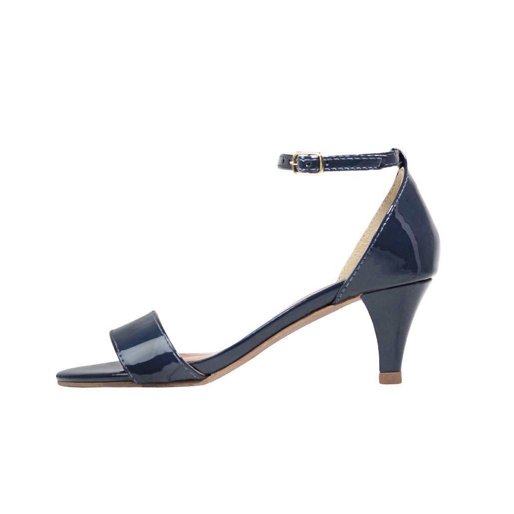 Sandália Salto Baixo Fino Luiza Sobreira Verniz Azul Marinho Mod. 2052 Azul 2