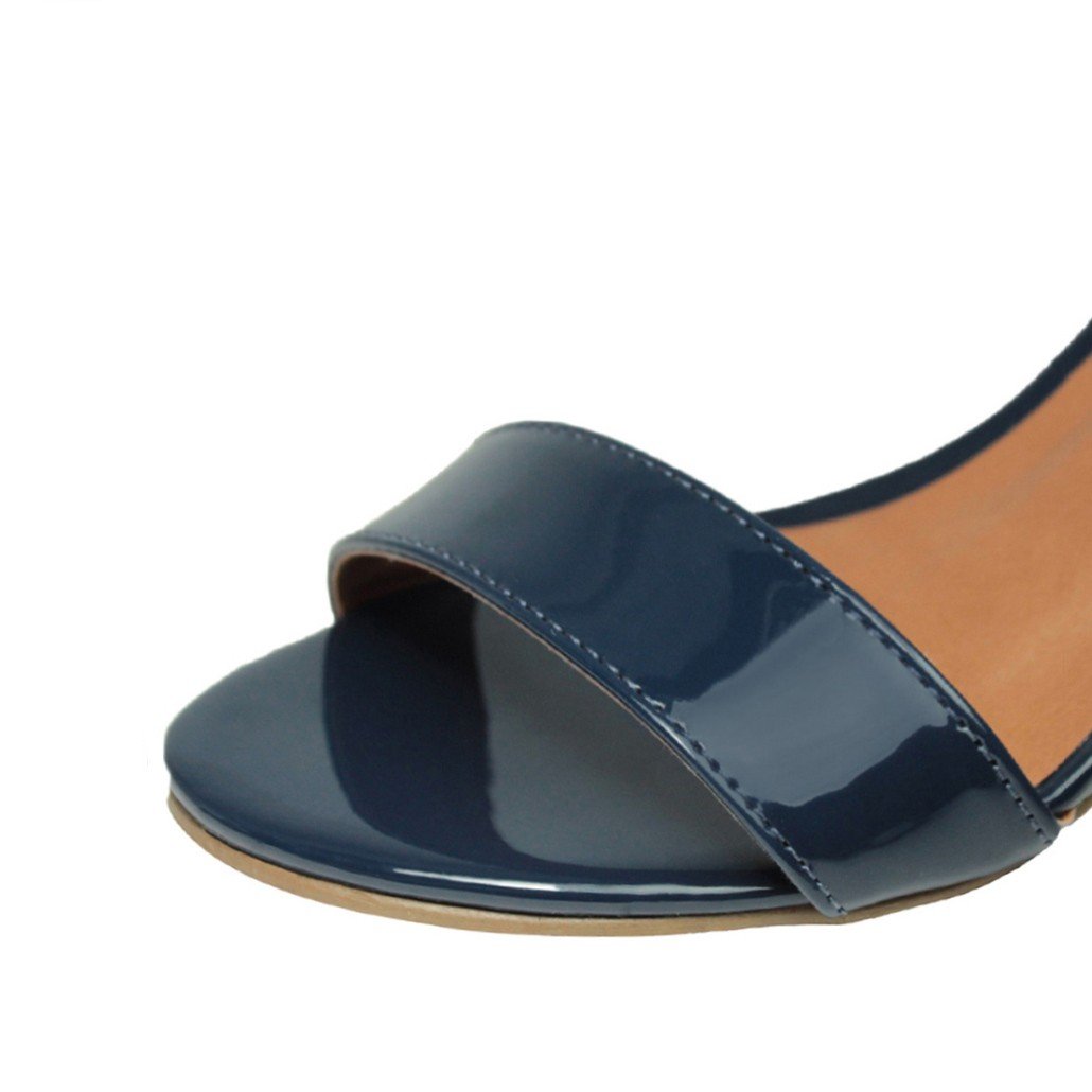 Sandália Salto Baixo Fino Luiza Sobreira Verniz Azul Marinho Mod. 2052 Azul 4