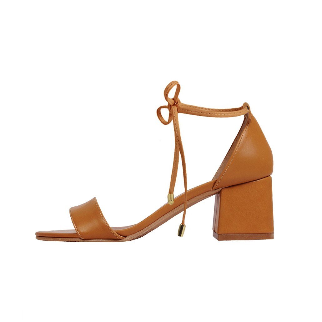 Sandália Troca Tira Salto Baixo Grosso Luiza Sobreira Caramelo Mod. 2202-2 Marrom 2