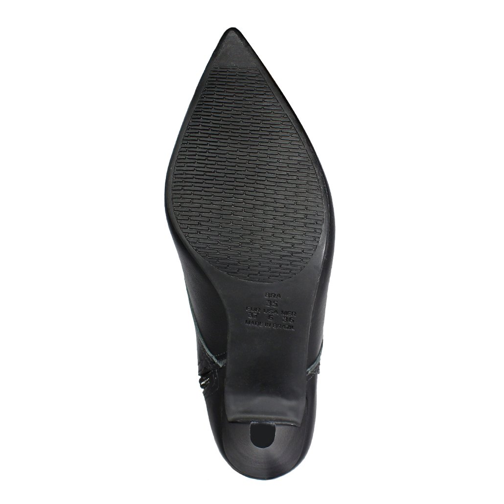 Bota Couro Legítimo Salto Alto Fino Cano Curto Bico Fino Luiza Sobreira Preta Mod. 2220 Preto 6