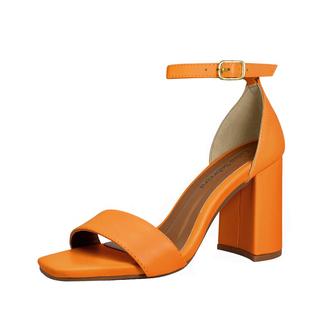 Sandália Salto Alto Grosso Luiza Sobreira Laranja Mod. 2132 Laranja 1