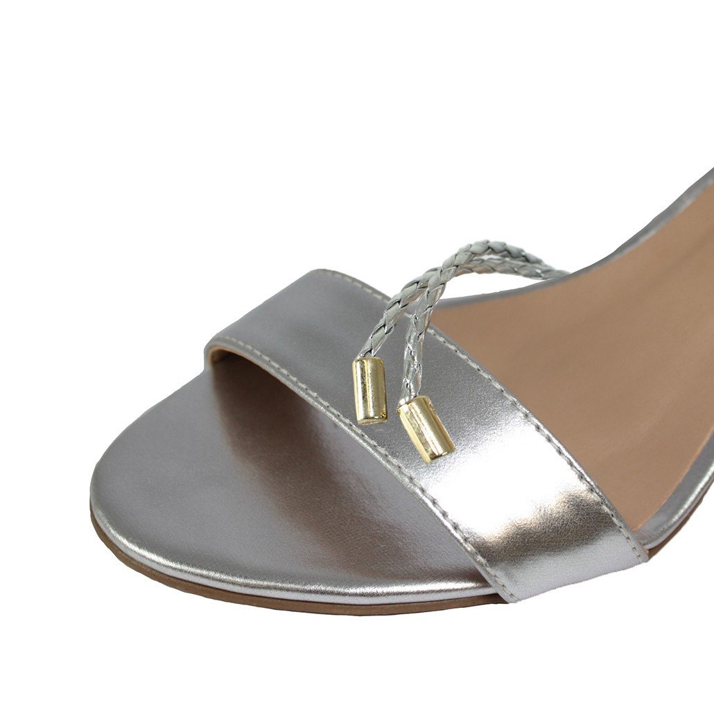Sandália Troca Tira Salto Baixo Fino Luiza Sobreira Prata Mod. 4080-2 Prata 7