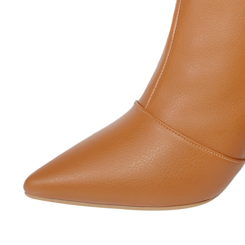 Bota Salto Alto Grosso Cano Curto Bico Fino Luiza Sobreira Caramelo Mod. 2225 Marrom 5