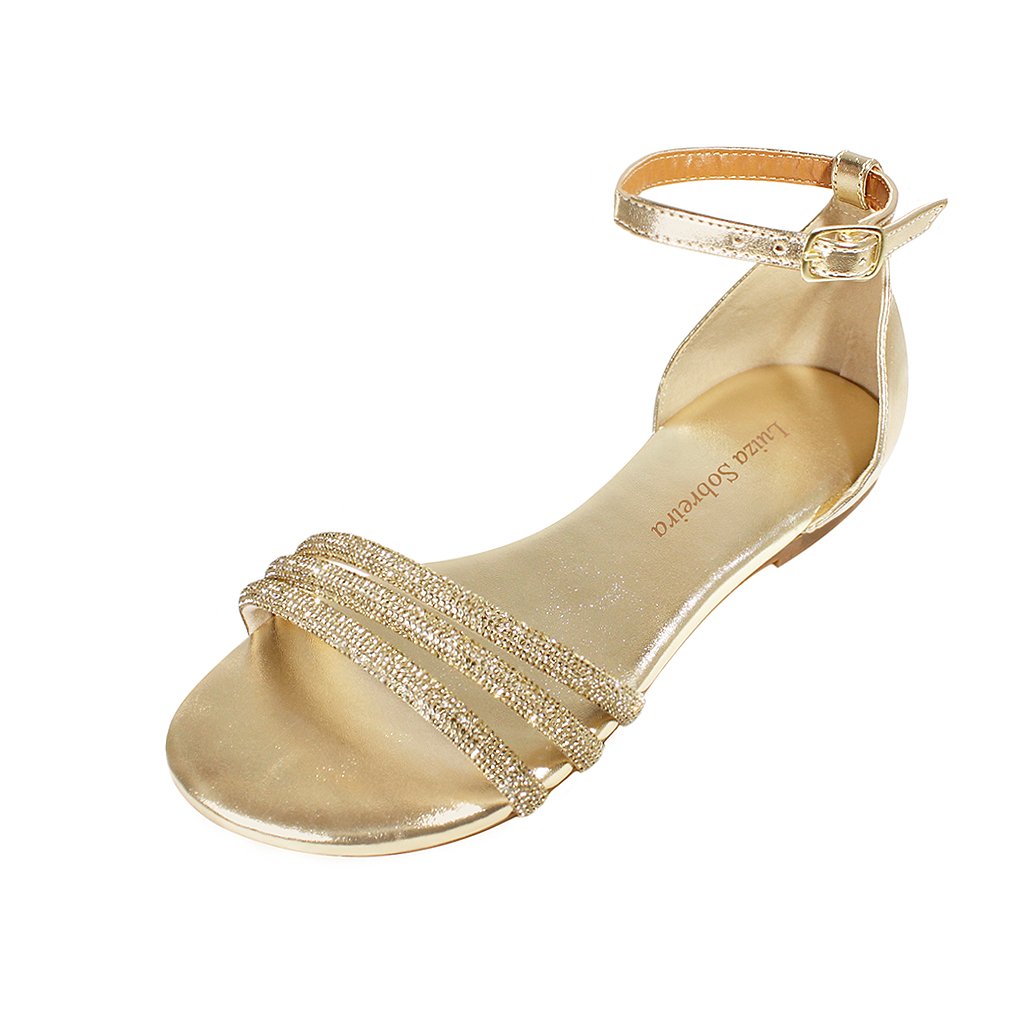 Sandália Ergonômica Luiza Sobreira Dourada Strass Mod. 2237 Dourado 1