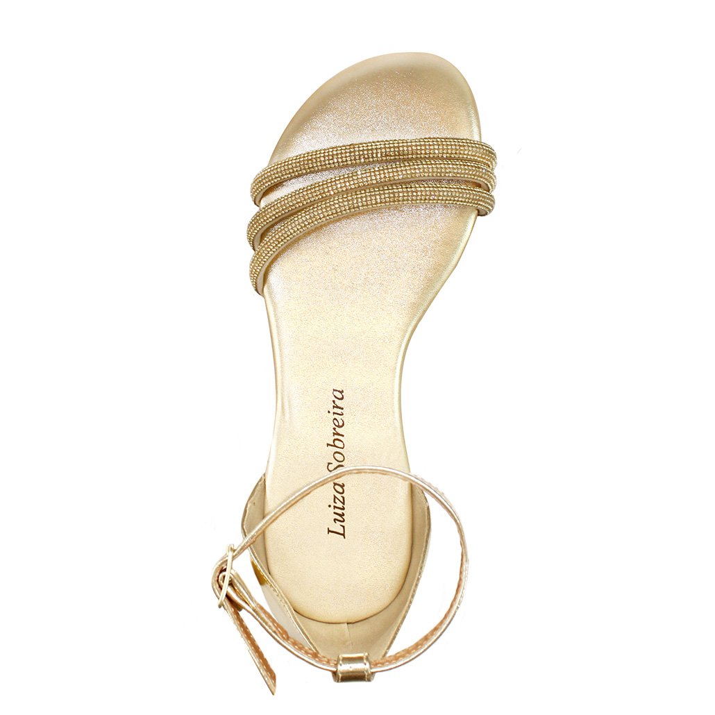 Sandália Ergonômica Luiza Sobreira Dourada Strass Mod. 2237 Dourado 2